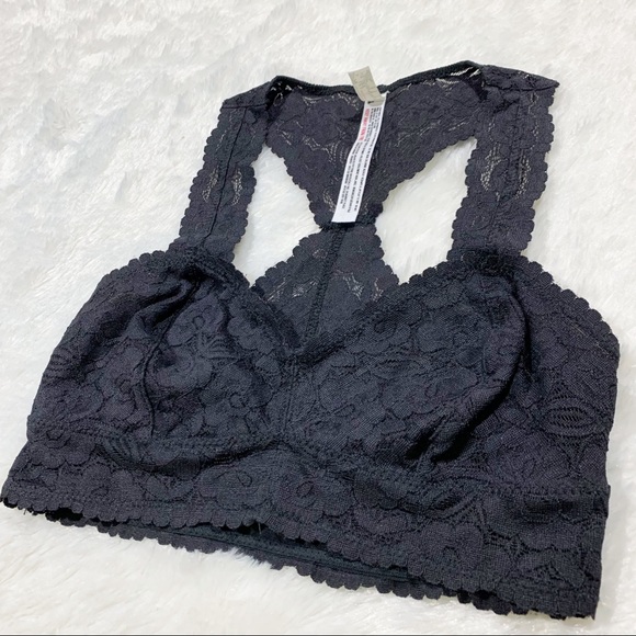 Int Free People Galloon Lace Racerback Bra Black - Picture 6 of 10